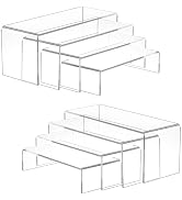 Albumgit Acrylic Display Risers, 8 Pieces Clear Rectangular Tabletop Display Stand for Amiibo Fun...