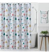 Stitch and Stone Fabric Shower Curtain Set, Polyester Liner with Hanging Bath Caddy Organizer to ...