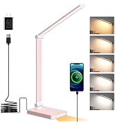 LED Desk Lamp with USB Ports,Touch Desk Lamps for Home Office with 5 Color Modes,3 Brightness Des...