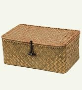 Wicker Basket with Lid, Natural Seagrass Storage Baskets for Organizing, Woven Basket for Storage...