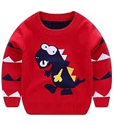 AIWUHE Toddler Baby Boys Sweater Cartoon Dinosaur Pullover Kids Knited Crewneck Sweatshirt 2-8Y