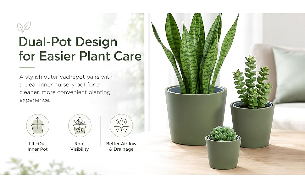 Cachepot with Clear Nursery Pot