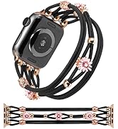 TOYOUTHS Floral Bracelet Compatible with Apple Watch Band 42/41/40/38mm Women, Boho Beaded Braide...