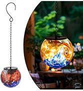 VEWOGIFT Solar Hanging Lanterns Outdoor, Solar Gazing Ball Lights, Waterproof Hanging Glass Light...