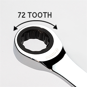 Ratcheting Combination Wrench - Metric Industrial Grade Cr-V Steel Gear Spanner in Polished Chrome