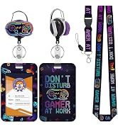 JroyJoy ID Badge Holder with Lanyard & Heavy-Duty Retractable Reel – Cool Neon Unique Design Game...