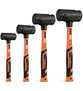 HORUSDY 4-Piece Dead Blow Hammer Set (0.5lb, 1lb, 2lb, 3lb) – One-Piece Molded Body, Steel Shot F...