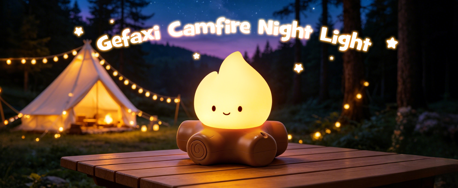 Gefaxi Halloween campfire flickering night light dimmable flame light rechargeable and squishy