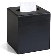KALEKAIL Wood Tissue Box Cover Square, Black Tissue Box Cover, Decorative Cube Facial Wooden Tiss...