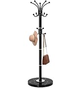 Waavryee Modern Metal Coat Rack Stand, Coat Rack Freestanding with Natural Marble Base, 360°Rotar...