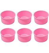 Staruby Silicone Mini Round Cake Molds, 4 Inch, Pink, Set of 6