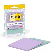 Post-it Transparent Notes, 2.8 in. x 2.8 in., Pastel Sticky Notes, School Supplies, Office Produc...
