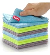 Byesly 3-Color Assorted Microfiber Cleaning Cloth Set, 12 Pack lint Free Cloth - Multipurpose Dis...
