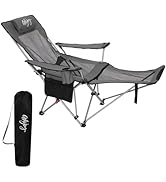 #WEJOY 2-in-1 Reclining Camping Chair with Footrest for Adults Folding Lounge Chair with Adjustab...