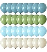 CVPARTYON Dusty Blue Sage Green Balloons 55 pcs 12 Inch Light Blue Sand White Latex Balloons for ...