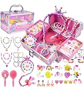 PinkSheep Unicorn Kids Jewelry for Girls: Toddler Princess Dress Up Unicorn Toy Set, Ring Necklac...