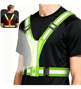 Cuvccn LED Reflective Vest Super Bright Lighting, Running Light for Runners | 360° Visible, Water...