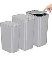 NetDot Bathroom Trash Can with Lid 3 Pack Set, 2 Packs 3.4 Gal 13L Slim Kitchen Trash Can and 1 P...