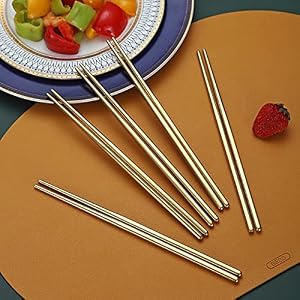 10 Pairs of Stainless Steel Gold Chopsticks