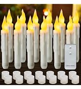 Yakpo 12 Pack LED Taper Candles Battery Operated with Remote, Flameless Flickering Halloween Floa...