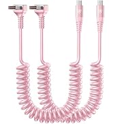 USB C Cable 90 Degree, 2Pack 6FT Coiled USB A to USB C Cable for Car, USB Type C Cable 3A Fast Ch...