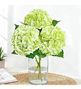 Cherica Real Touch Green Hydrangea Artificial Flowers with Stems, Fake Silk Flowers for Outdoors,...