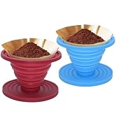 2 Pcs Collapsible Pour Over Coffee Dripper,Reusable Silicone Coffee Filter Holder,Food Grade Sili...
