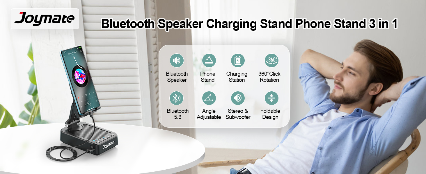 Phone stand with Bluetooth speaker