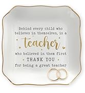 OASSIE Valentines Day Gifts For Teachers Women - 4"X4" Ceramic Jewelry Dish Tray - Appreciation G...