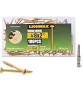 LIONMAX Deck Screws 2 Inch, Wood Screws #8 x 2", 100 PCS, Rust Resistant, Exterior Epoxy Coated, ...