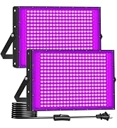 300W Blacklight Floodlight with 10ft Cable, Waterproof LED Black Light Flood Light with Switch&Pl...
