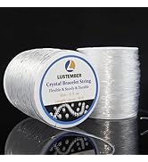 LUSTEMBER 0.8mm Stretchy Bracelet String, 2 Rolls Durable Elastic String, Clear Bead Cord for Bra...