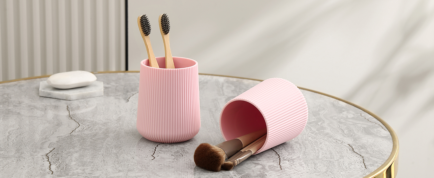 pink toothbrush holder