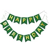 Green Happy Birthday Banner Greenery Theme Birthday Party Supplies Garland Decorations Sparkle Bi...
