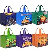 AhfuLife 6 Pcs Halloween Trick or Treat Bags, Halloween Candy Tote Bags with Handles for Kids, Re...