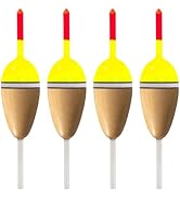 Alwonder 4-Pack Bobbers for Fishing, Buoyant Balsa Wood Body Slip Bobbers Floats, Oval High Sensi...