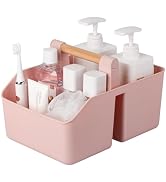 rejomiik Portable Shower Caddy Basket with Bamboo Handle, Plastic Cleaning Caddy Bathroom Organiz...