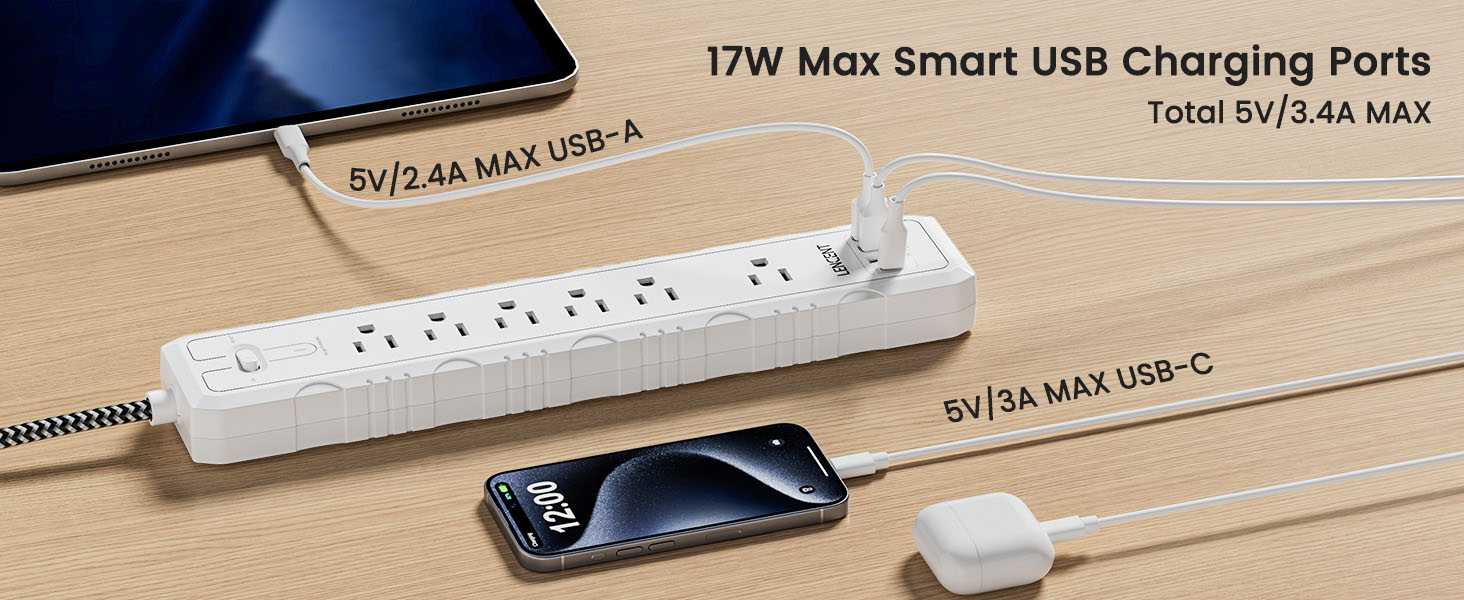 17W Max Smart USB Charging Ports