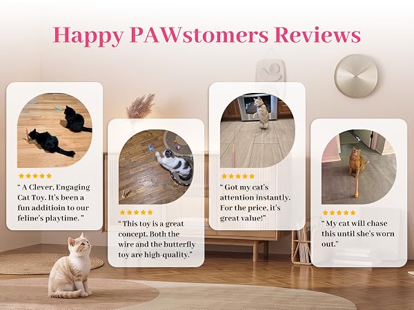 Pet owners share how their cats interact with this automatic cat wand toy.