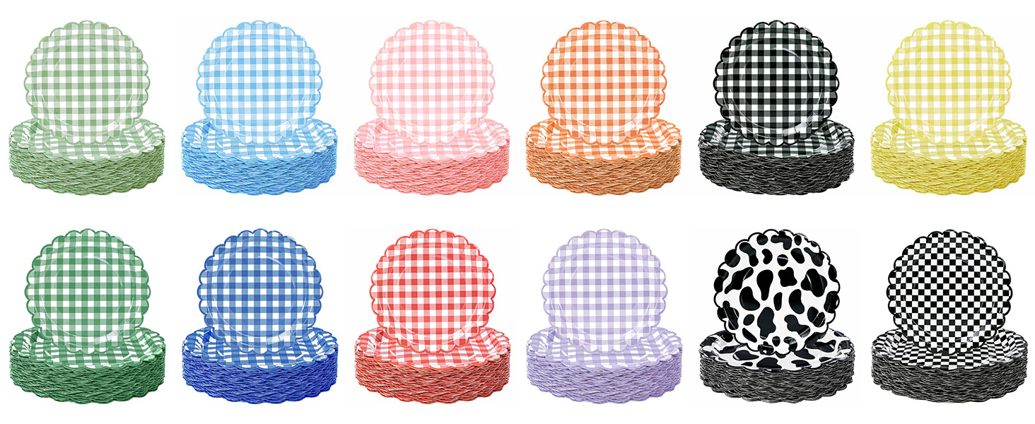 scalloped gingham paper plates disposable checkered scalloped plates for party dessert dinner plates