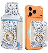 Obbii Magnetic Card Holder Wallet with Privacy Flap,Detachable(Blue Floral) | Obbii for Magsafe W...