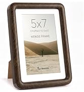 Fun Memories 5x7 Picture Frame, Solid Wenge Wood Frame with Real Glass, 5 by 7 Rounded Corner Fra...