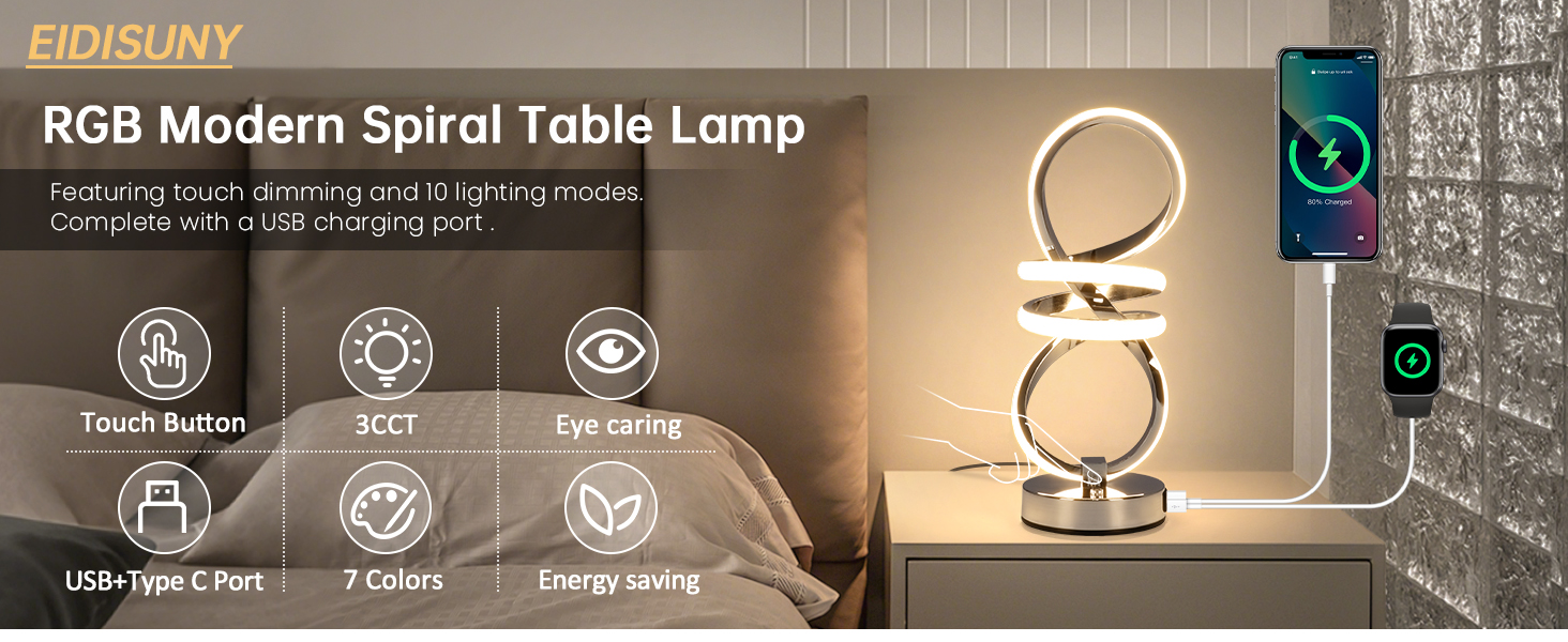 RGB Modern Spiral Table Lamp