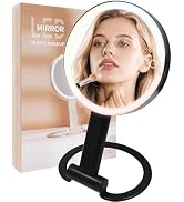 Lighted Makeup Mirror with 3 Color Modes & Dimmable Brightness, 360° Rotation, Double-Sided 1X/10...