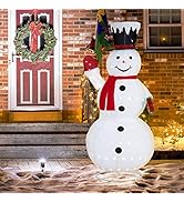 Shintenchi 6FT Lighted Pop-Up Snowman Christmas Decorations,Large White Fluffy Outdoor Holiday De...