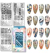 PH PandaHall 3pcs Japanese Styles Nail Stamping Plates Cherry Blossoms Nail Art Templates Cranes ...