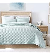 Quilt Queen Size Aqua Blue, Lightweight Quilt for Summer Ultra-Soft Microfiber Modern Style Quilt...