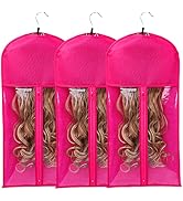 Wig Bags Storage with Hanger - 3 Packs Wig Storage for Multiple Wigs Hair Extension Storage Bag H...