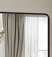 Black Metal Framed Bathroom Mirror,Vanity Mirror for Wall for Over Sink Rounded Rectangle,Large/S...