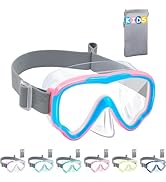 Vvinca Kids-Goggles with Nose Cover, Diving Mask Elastic Fabric Strap Anti Fog Anti Shattered Len...